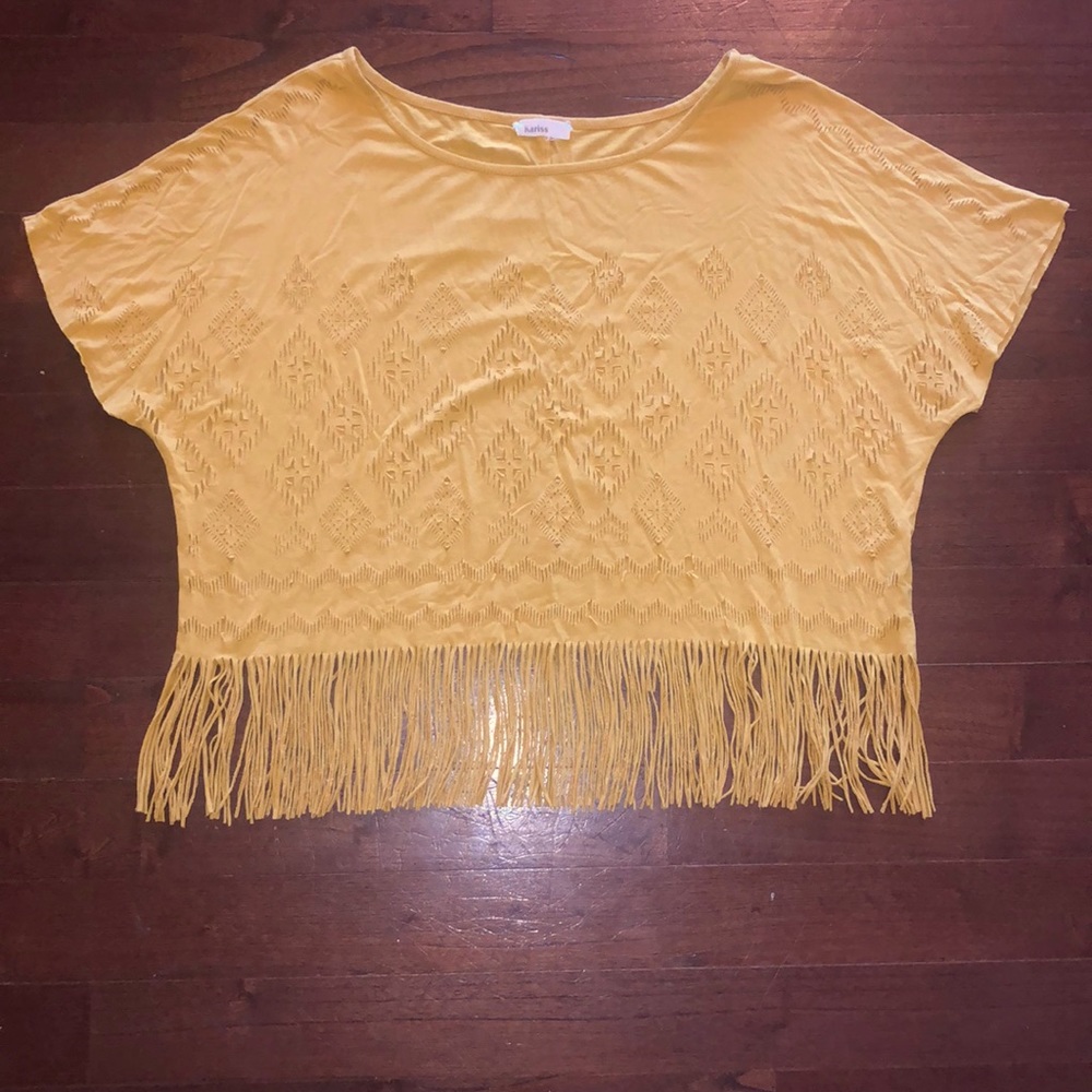 Mustard Fringe Crop Top